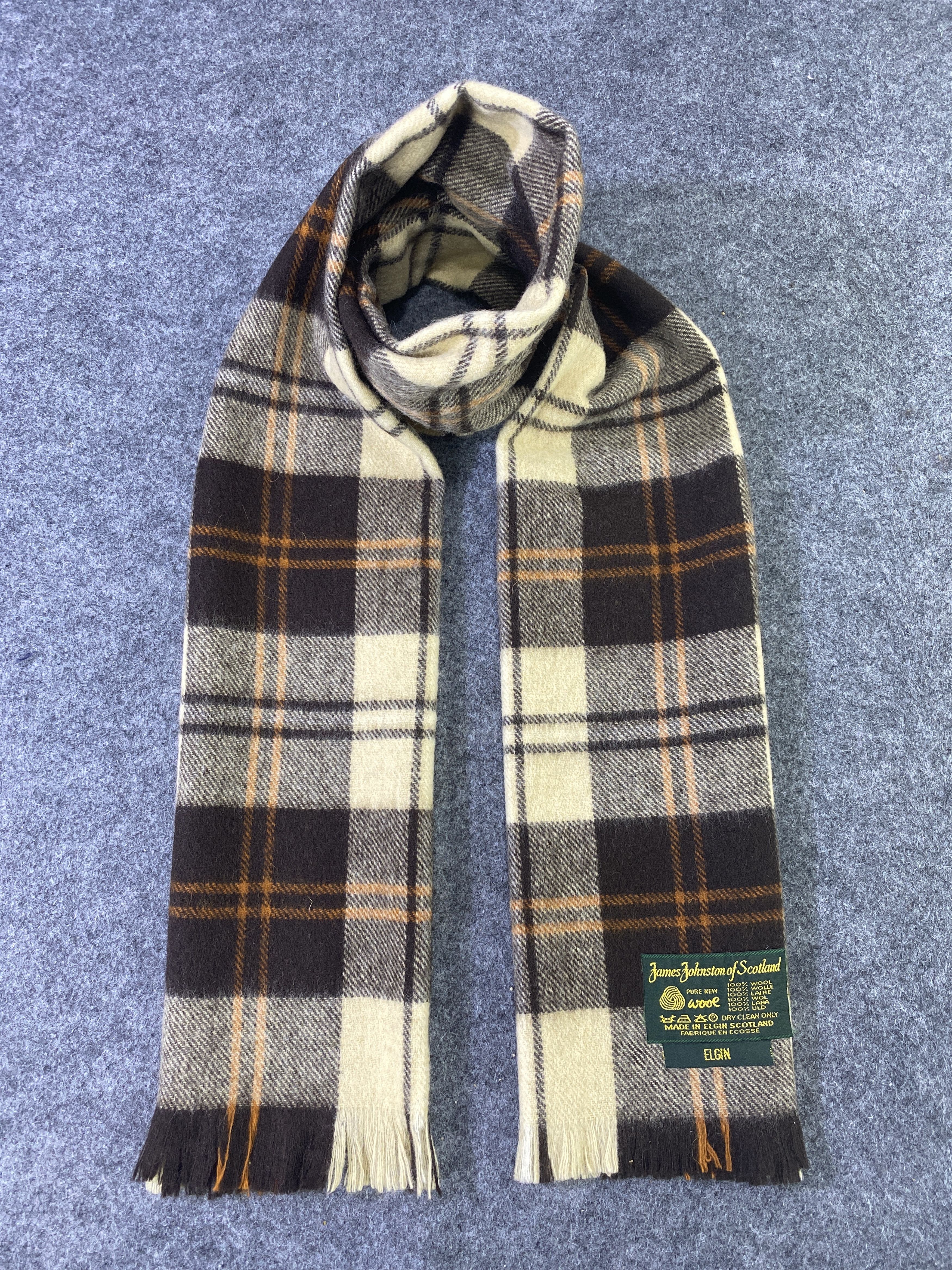 Vintage JAMES JOHNSTON IF SCOTLAND Scarf / Muffler / Neckwear -T798 Size ONE SIZE - 1 Thumbnail