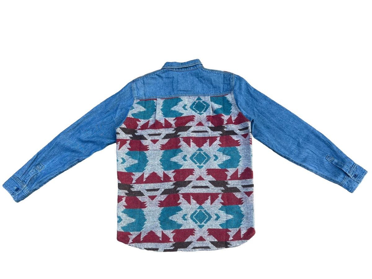 Vintage Japan Brand Titicaca Patchwork Hybrid Navajo Denim Shirt Size US M / EU 48-50 / 2 - 2 Thumbnail