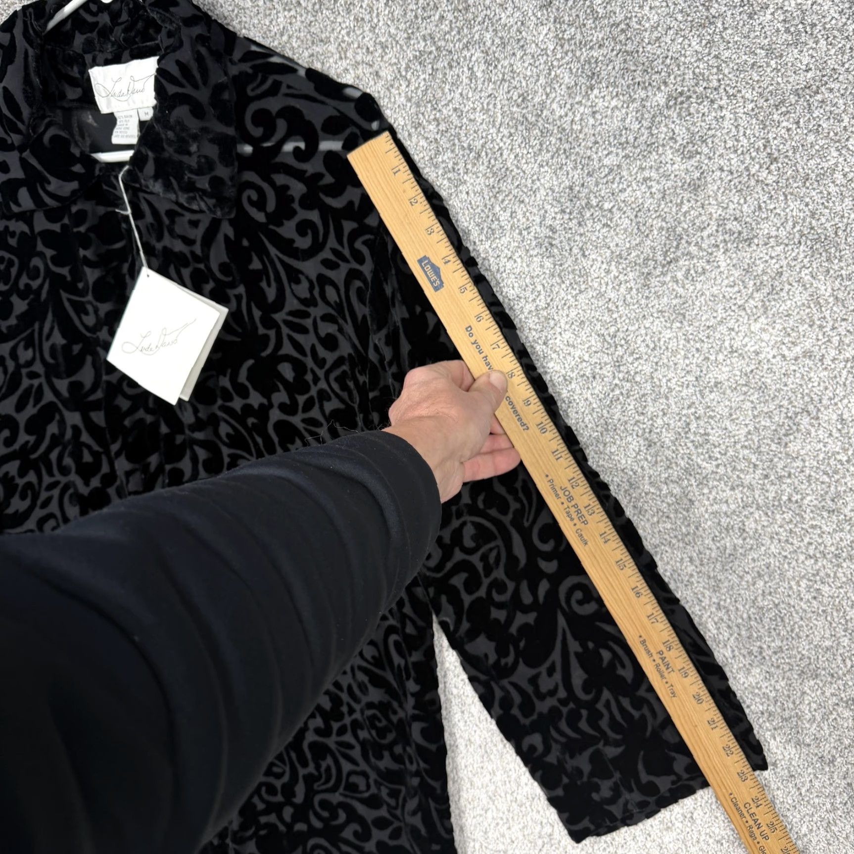 Velvet Vintage Linda Lund Jacket M Black Velvet Paisley Burnout Mid-Length Collared Silk-Blend Women's Casual Party/Cocktail Fall Winter Size M / US 6-8 / IT 42-44 - 5 Thumbnail