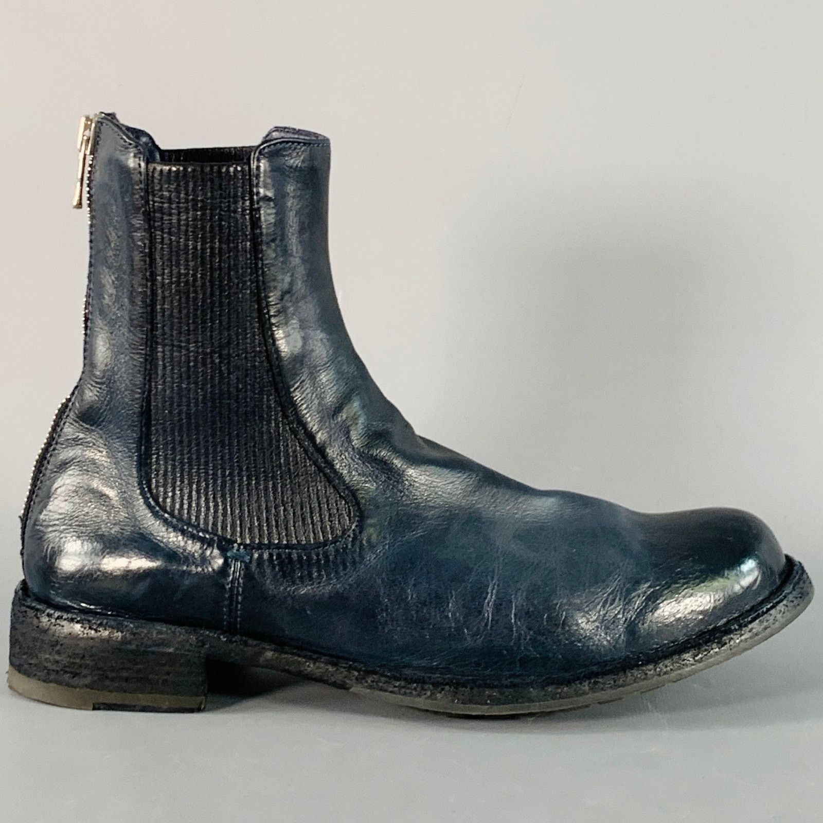 Officine Creative OFFICINE CREATIVE 7 Navy Antique Leather Ankle Chelsea Boots Size US 7 / IT 37 - 2 Thumbnail