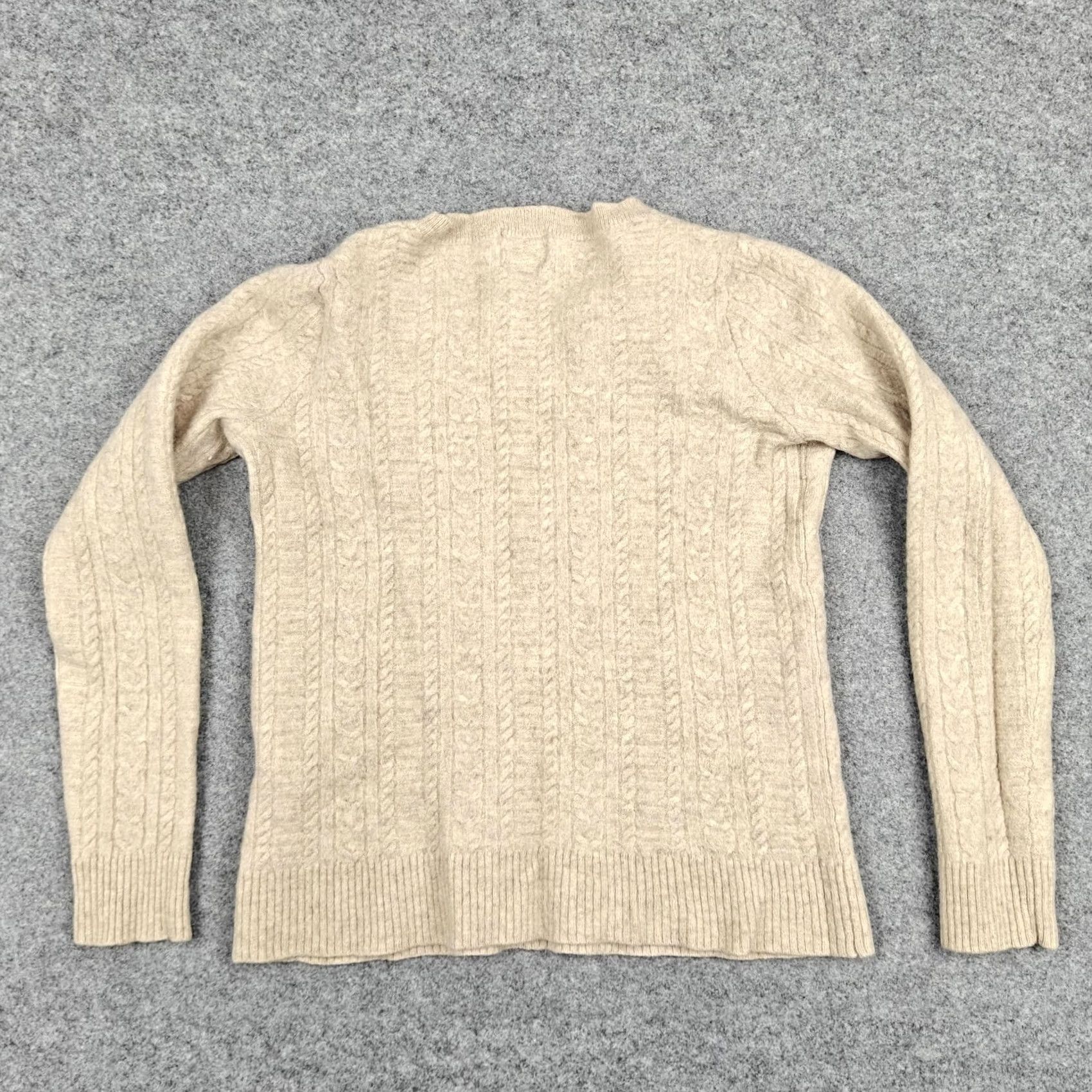 Vintage Madeleine Thompson Sweater Womens Small Beige 100% Cashmere Cable Knit Crewneck Size S / US 4 / IT 40 - 5 Thumbnail