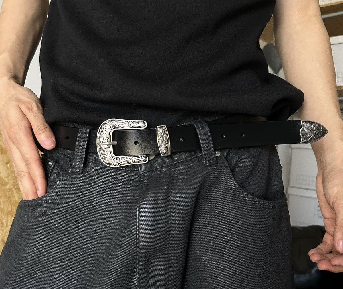 Japanese Brand × Vintage Retro punk fashion western leather buckle belt Size ONE SIZE - 1 Thumbnail