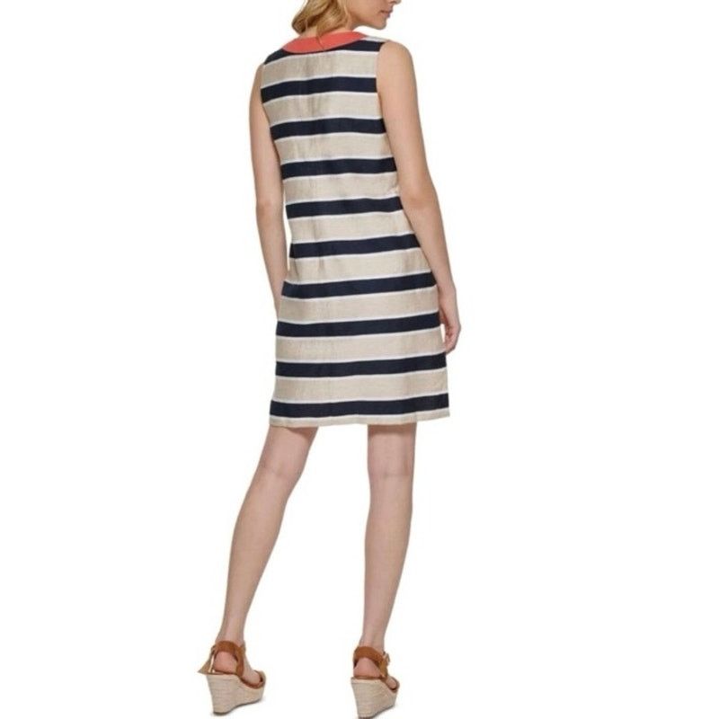 Tommy Hilfiger Tommy Hilfiger Striped Linen Blend Shift Dress Women 10 NWT Size L / US 10 / IT 46 - 4 Thumbnail