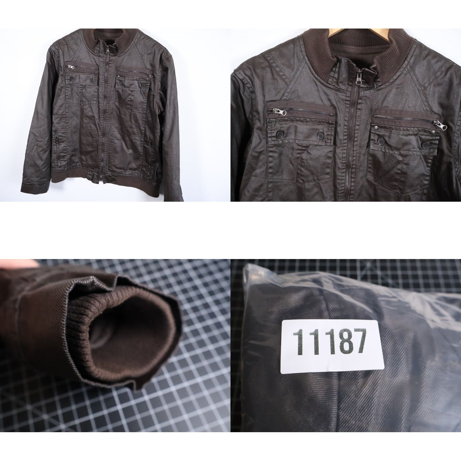 Vintage Twice 1210 Waxed Cotton Jacket Men L Dark Brown Full Zip Flight (XL Tag) Jacket Size US L / EU 52-54 / 3 - 9 Thumbnail