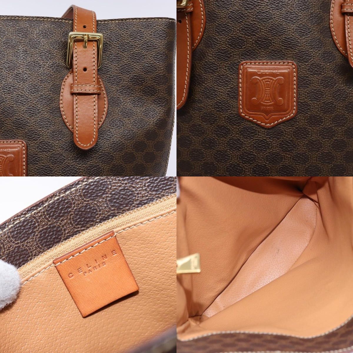 Celine CELINE Macadam Canvas Hand Bag Pvc Leather Brown Gold Size ONE SIZE - 11 Thumbnail