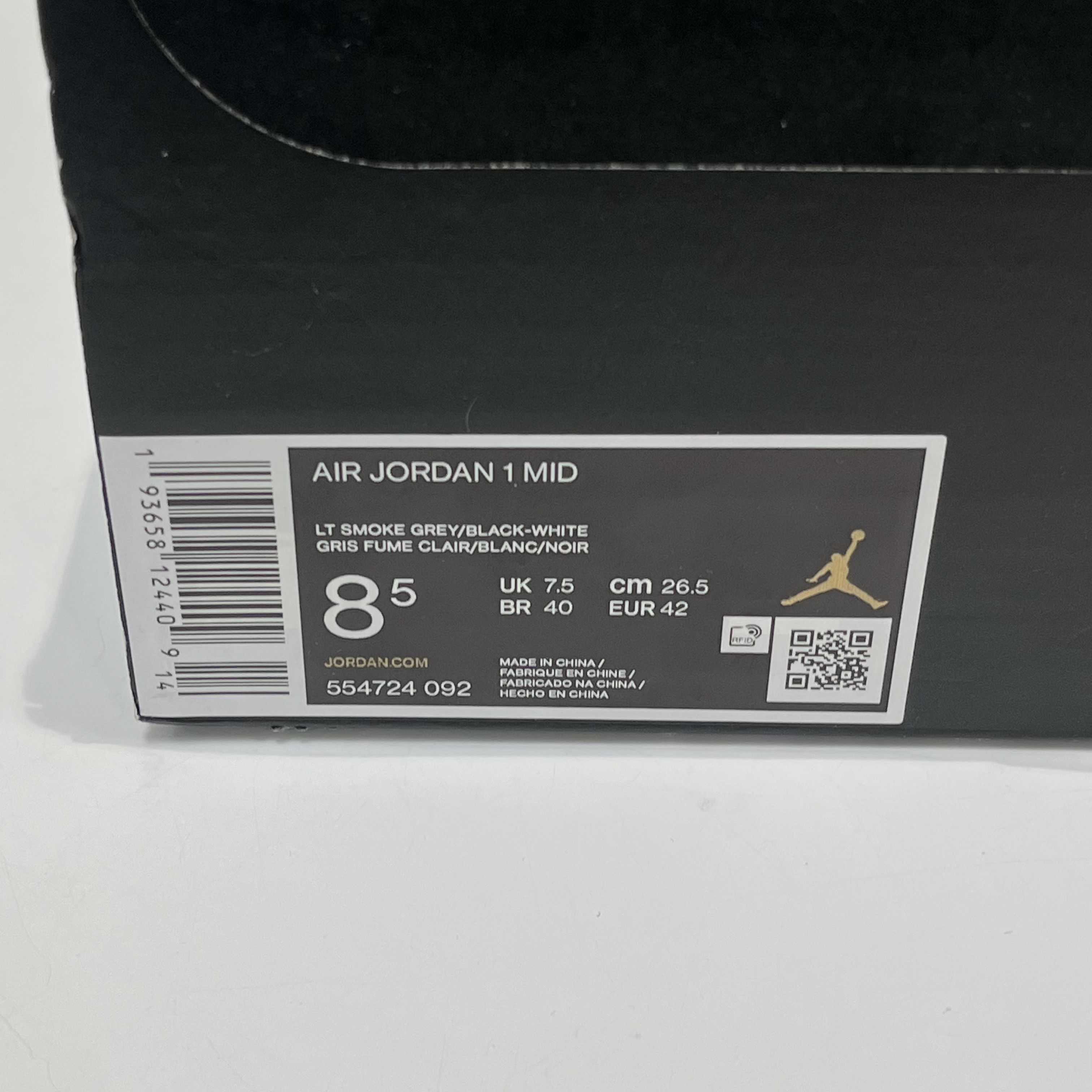 Nike Air Jordan 1 Mid Light Smoke Grey Size US 8.5 / EU 41-42 - 7 Thumbnail