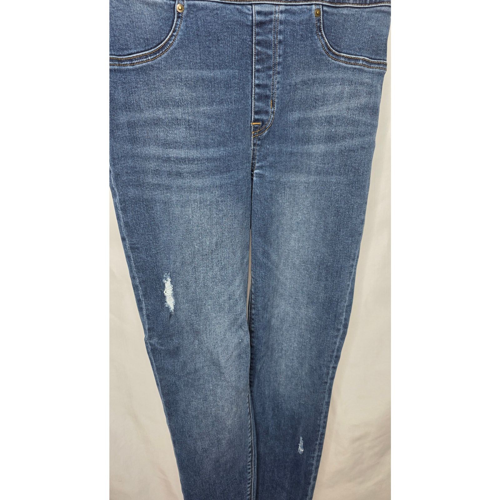 Spanx Spanx Raw Hem Jeans Medium Distressed Skinny Pull On Size 29" - 4 Thumbnail