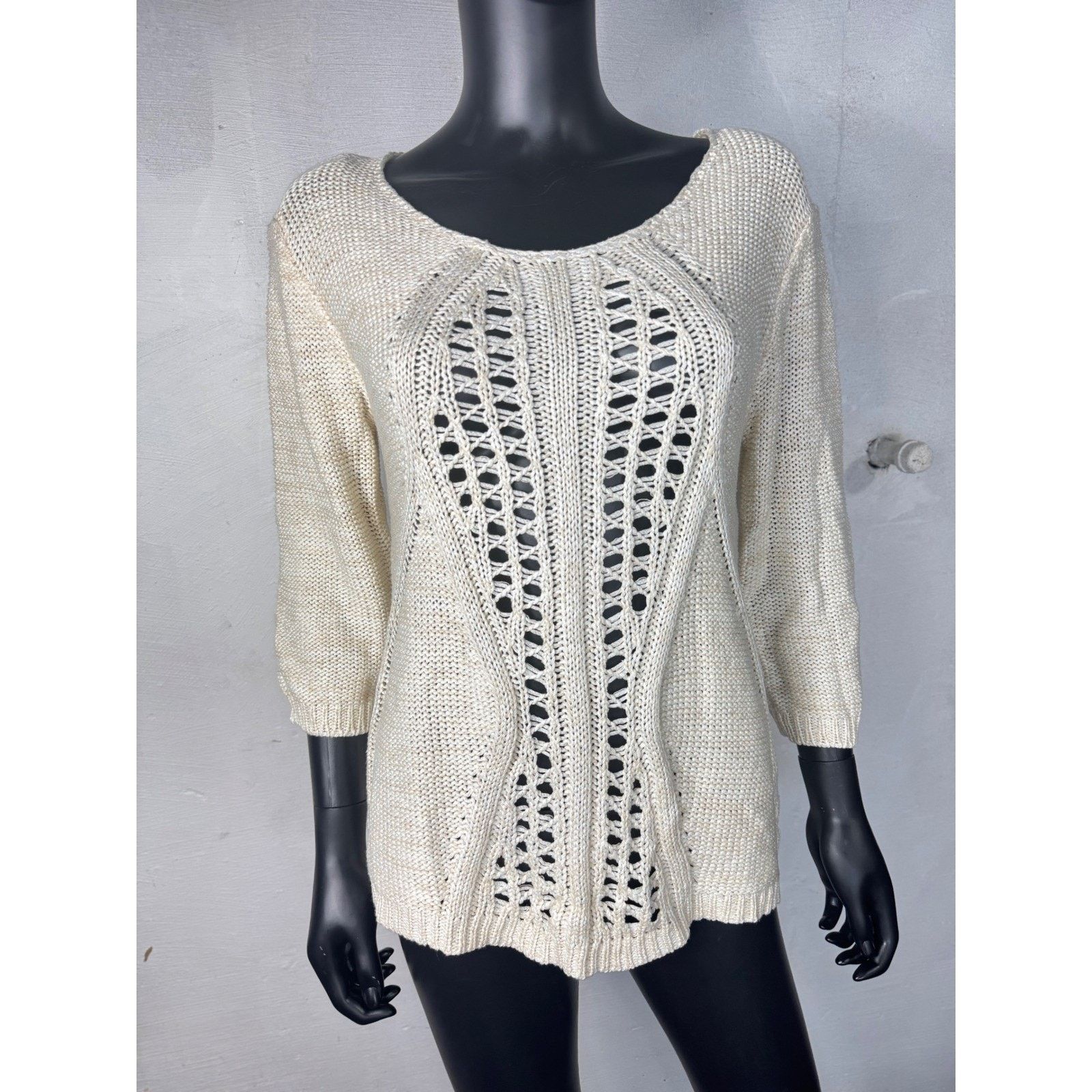 & Other Stories Avalin Knit Sweater Womens Small Cream Beige Open Weave Size S / US 4 / IT 40 - 2 Thumbnail