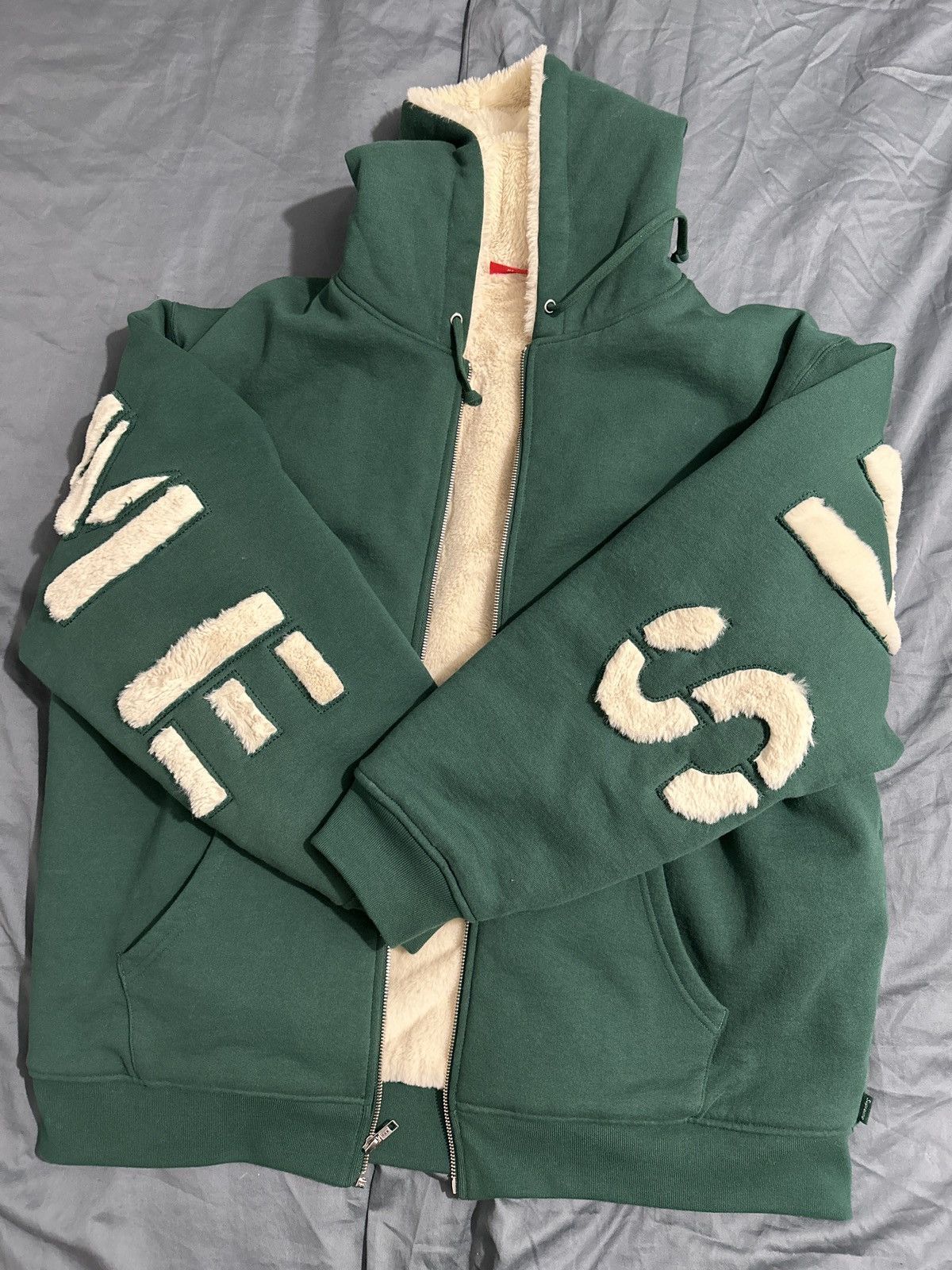 image of Supreme Faux Fur Hoodie in Green, Men's (Size XL)