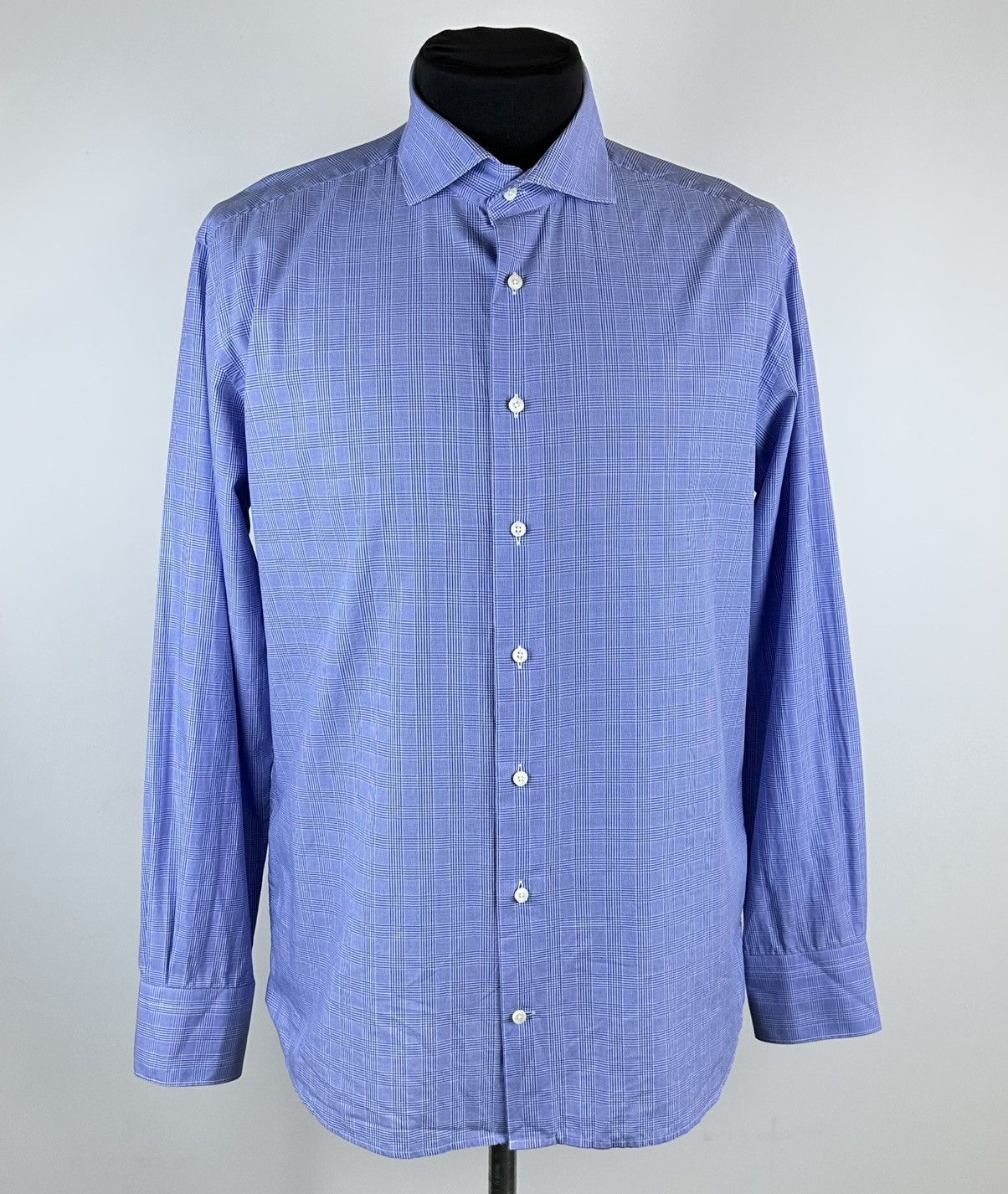 Suitsupply SUITSUPPLY Mens Blue Plaid Check Dress Shirt 2-Ply Cotton XL Size US XL / EU 56 / 4 - 1 Thumbnail