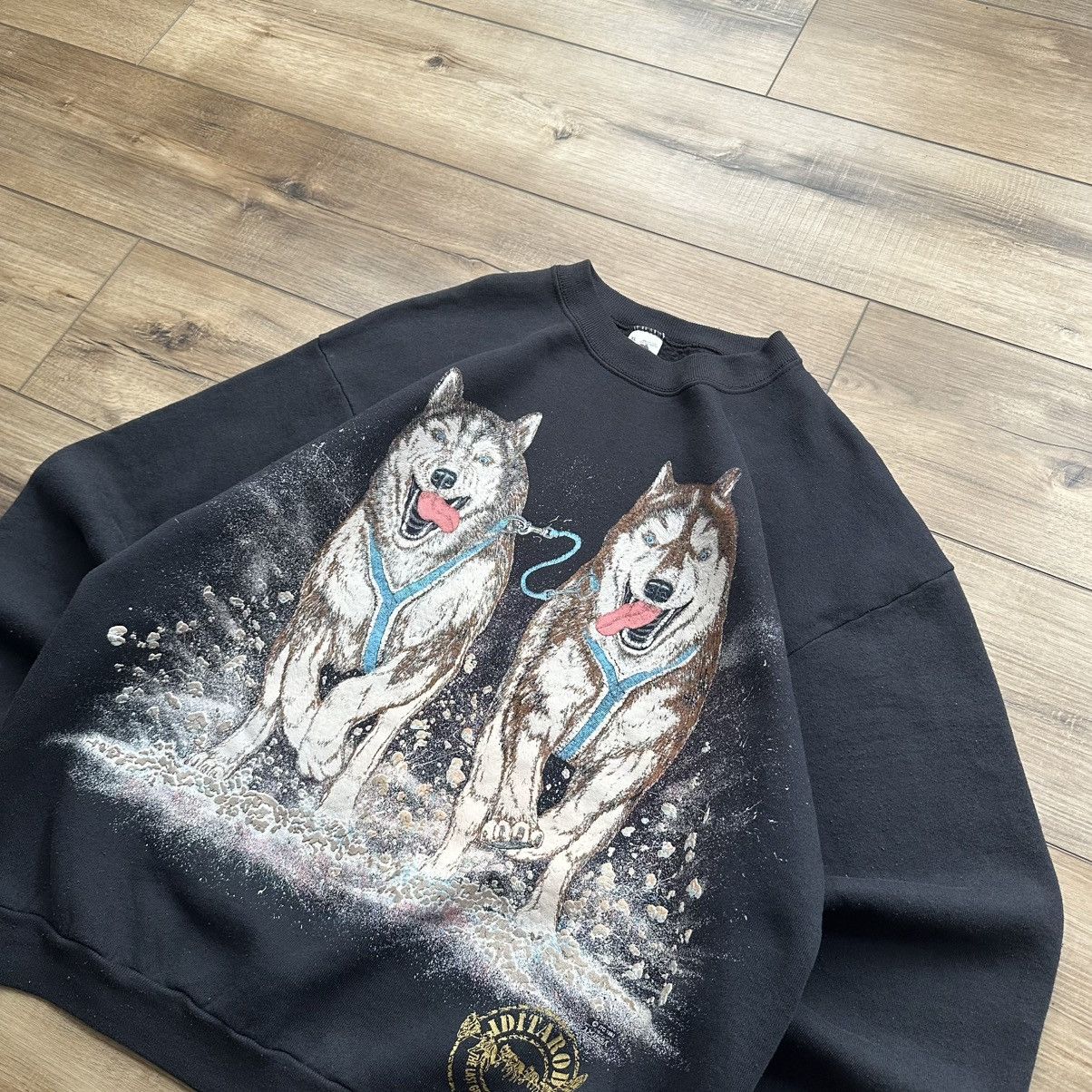 Fruit Of The Loom Vintage 1993 Iditarod Dog Sled Race Puff Print Crewneck Size US XL / EU 56 / 4 - 5 Thumbnail