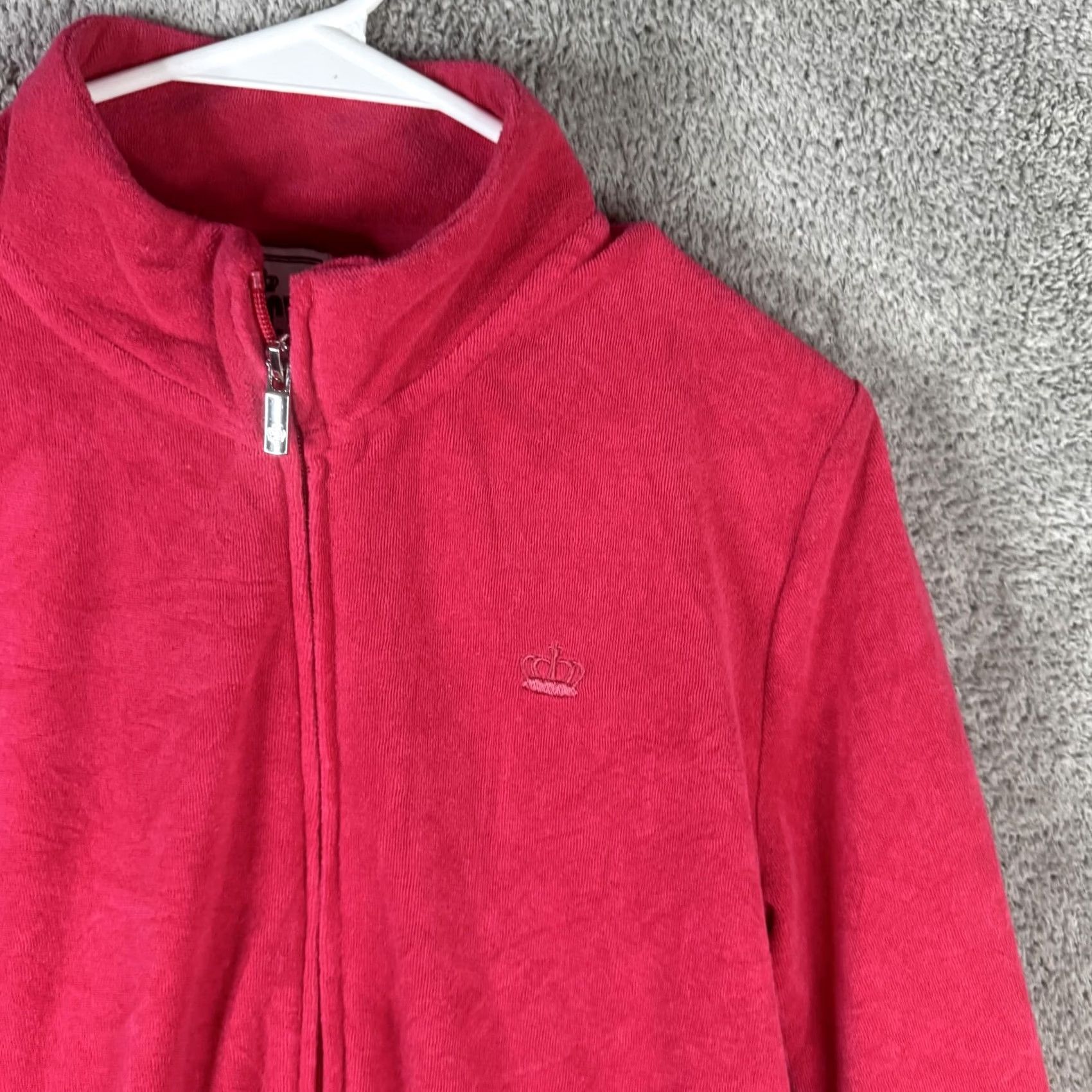 Juicy Couture Juicy Couture Track Jacket Womens L Pink Velour Full Zip Pockets Collared Size L / US 10 / IT 46 - 4 Thumbnail