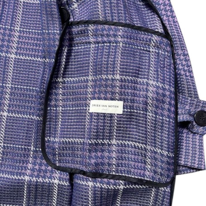 Dries Van Noten 🧿double-breasted belted coat in purple check Size US S / EU 44-46 / 1 - 2 Thumbnail