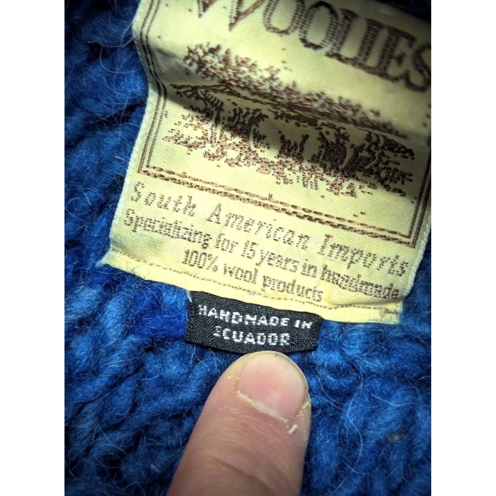 Vintage VINTAGE Woolies ARAN Sweater XL Men Long Sleeve Knit Wool Mock Neck Blue Tall/Long Size US XL / EU 56 / 4 - 8 Thumbnail