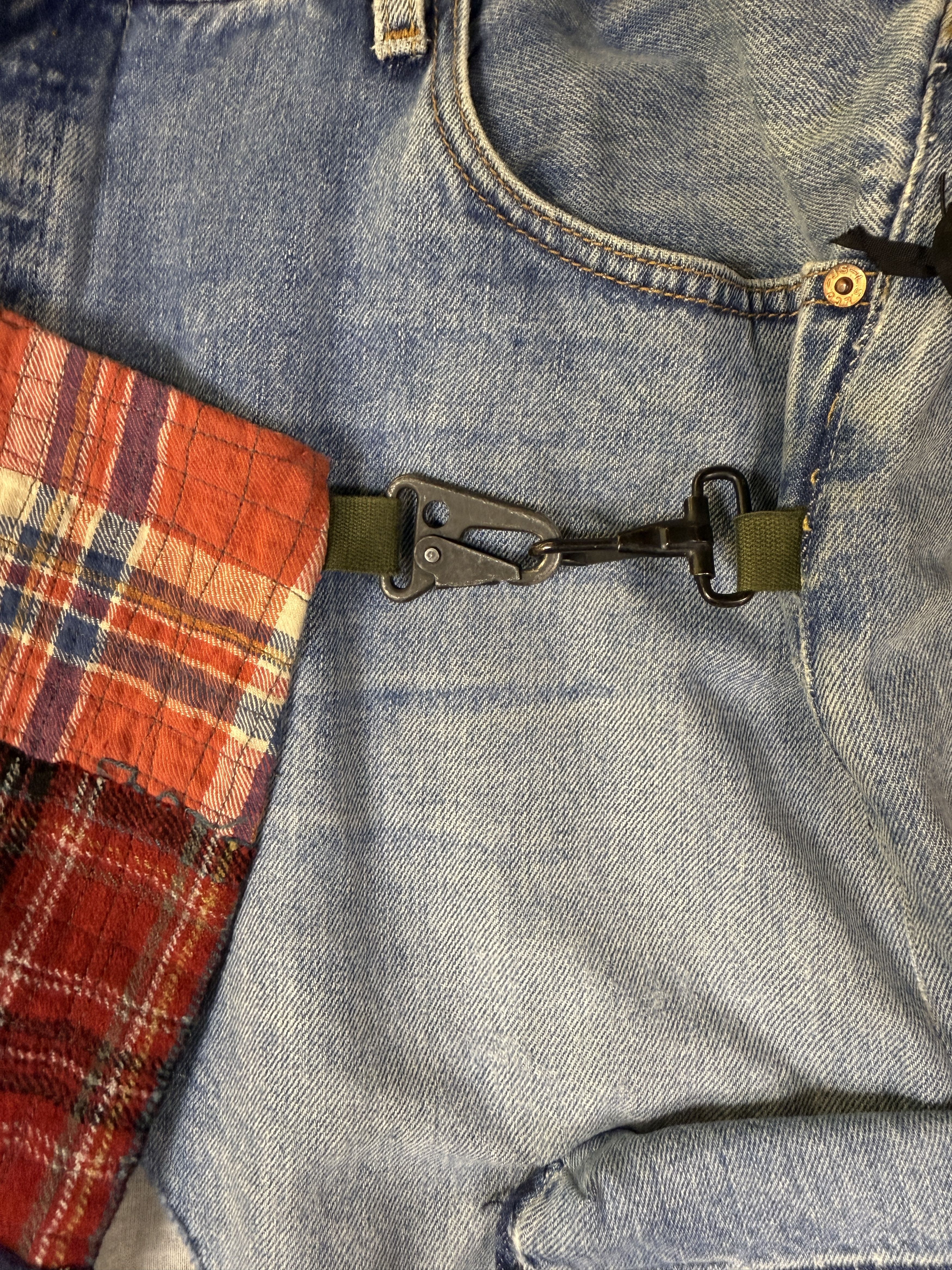 Greg Lauren Greg Lauren Plaid Stitchwork Denim Wrap Pant Size US 38 / EU 54 - 7 Thumbnail