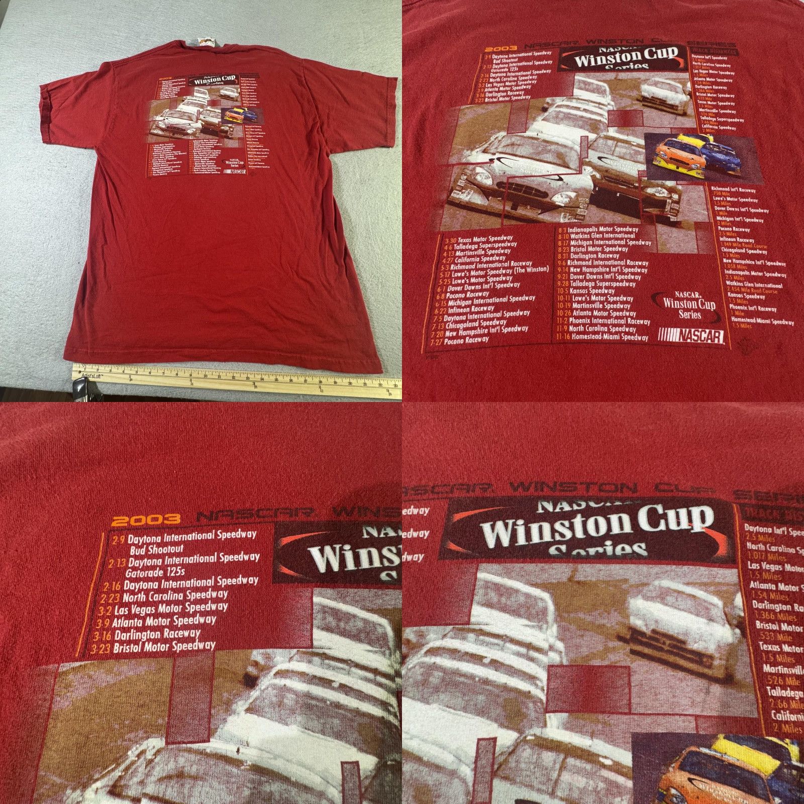 NASCAR VINTAGE Winner's Circle NASCAR Shirt Mens XL Red 2003 Race Schedule Tee Size US XL / EU 56 / 4 - 8 Thumbnail