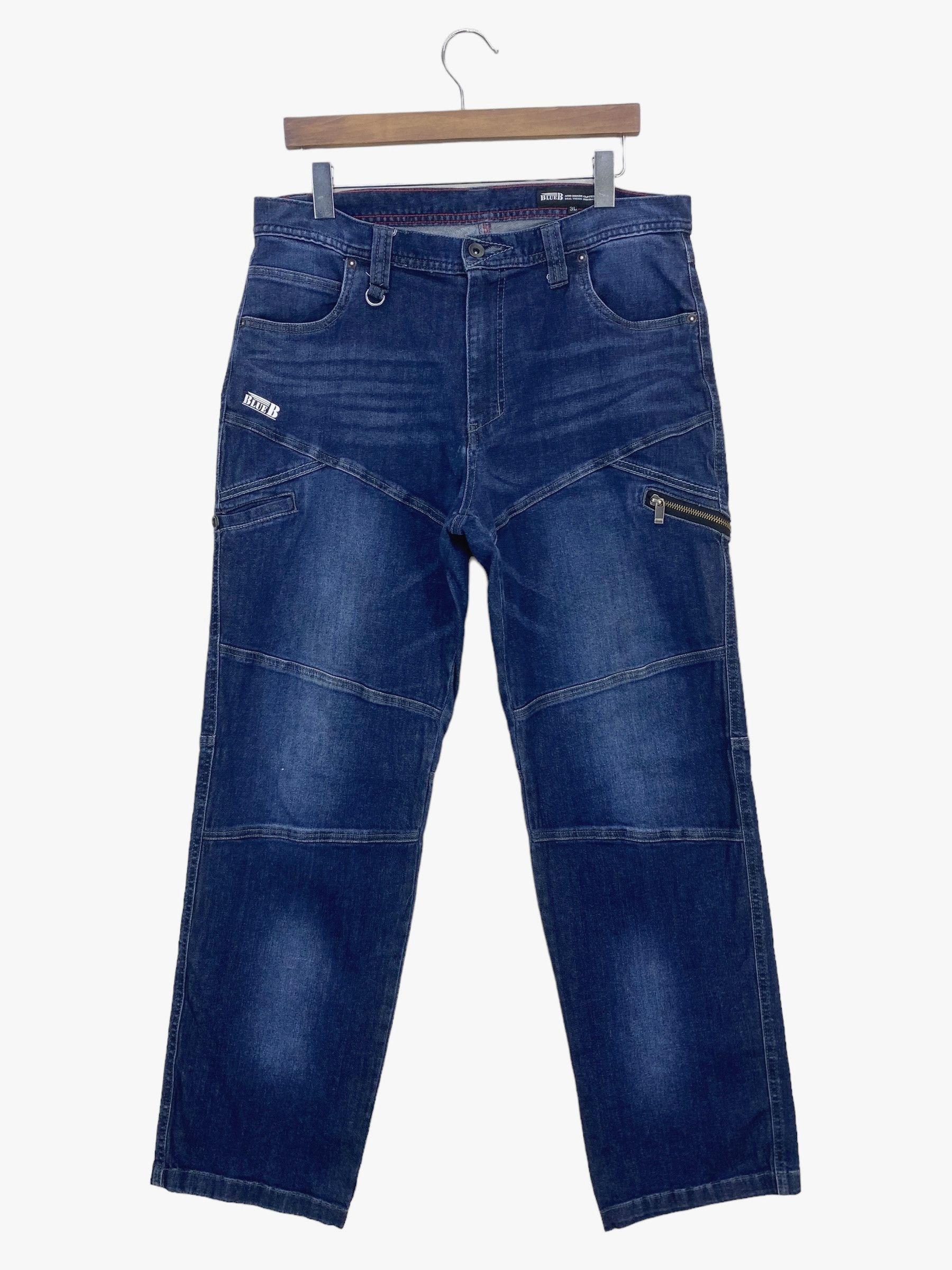 Japanese Brand Blue B Hip Hop Skateboard Jeans Embroided Baggy Jeans Size US 34 / EU 50 - 1 Thumbnail
