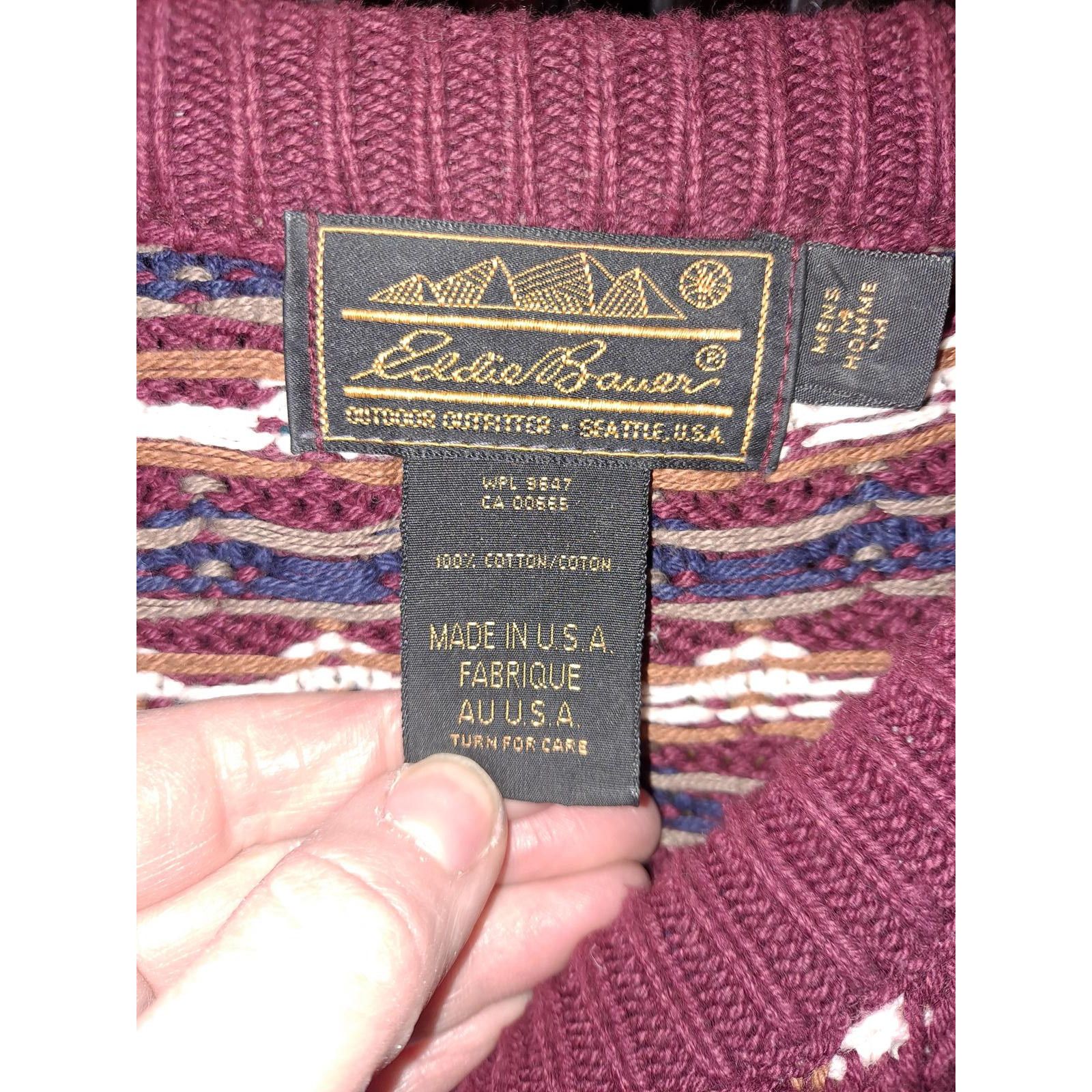 Eddie Bauer Eddie Bauer Sweater Crew Neck Maroon, White and Blue Size Me Size US M / EU 48-50 / 2 - 3 Thumbnail