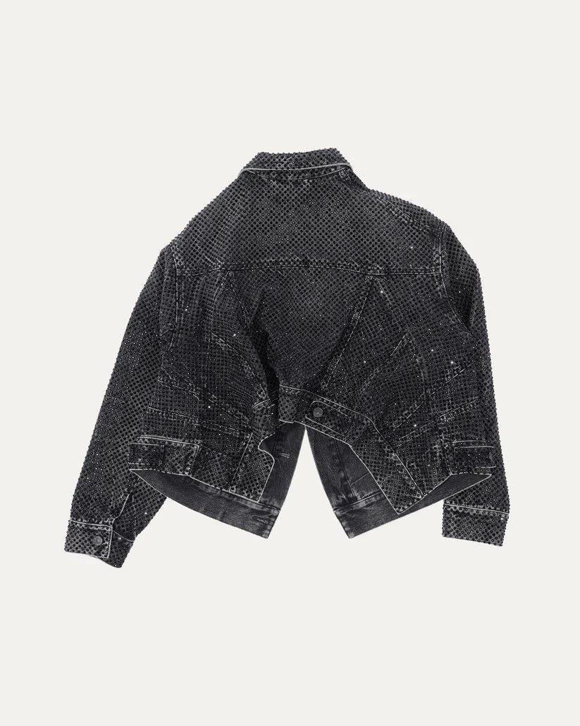 Balenciaga o1bcso1str0525 Asymmetric Jacket With Rhinestones in Black Size M / US 6-8 / IT 42-44 - 2 Thumbnail
