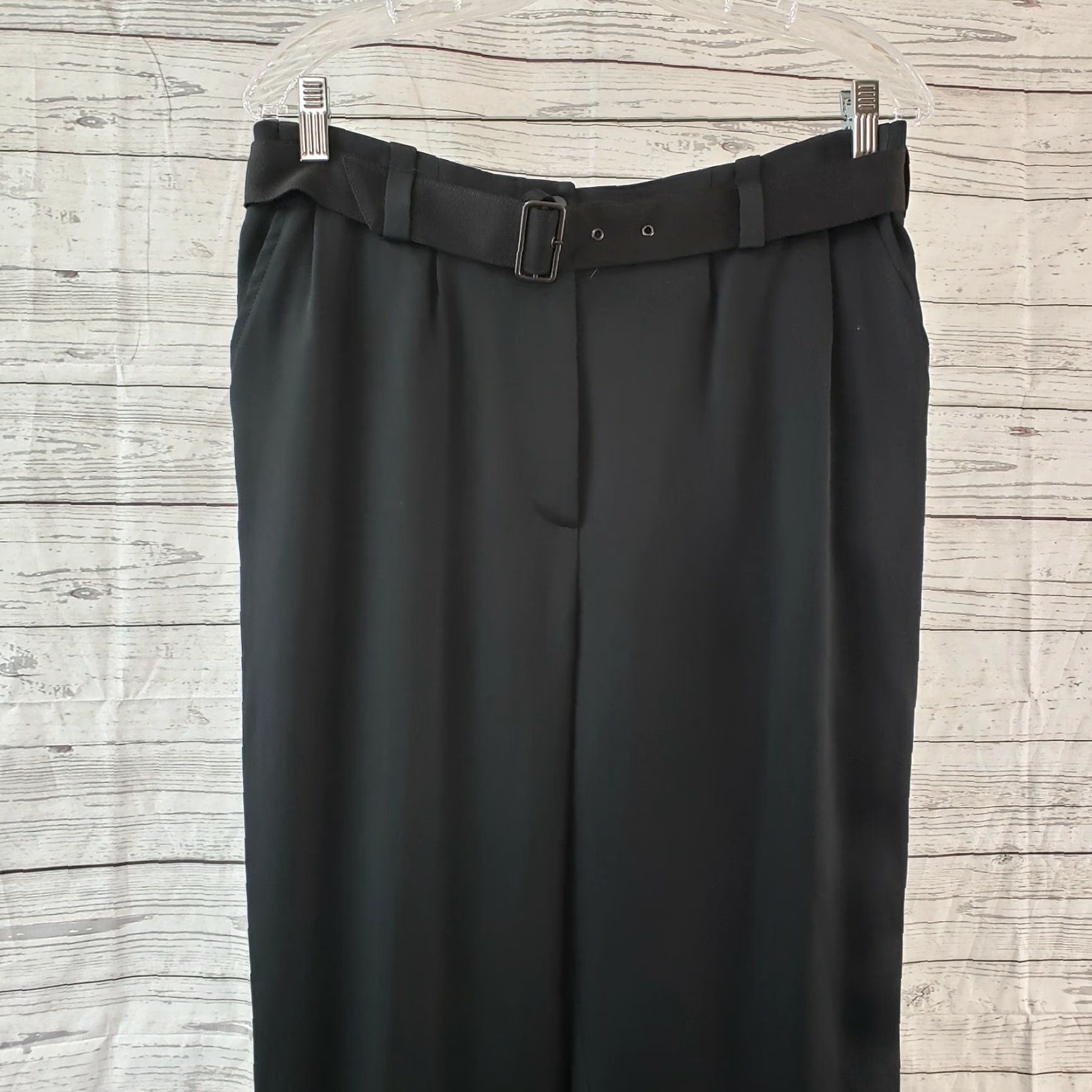 Lanvin Jeanne Lanvin Womens Pants Sz 42 US 12 Black Belted Tapered Leg Cropped Dress Pants Size 34" / US 12 / IT 48 - 2 Thumbnail