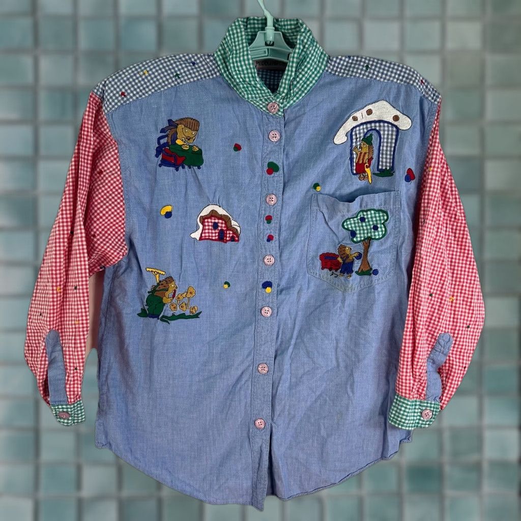 Vintage VINTAGE Peddler Sport Shirt Women M Denim Blue Hedgehog Embroidered Casual 90s Womens Size M / US 6-8 / IT 42-44 - 1 Thumbnail
