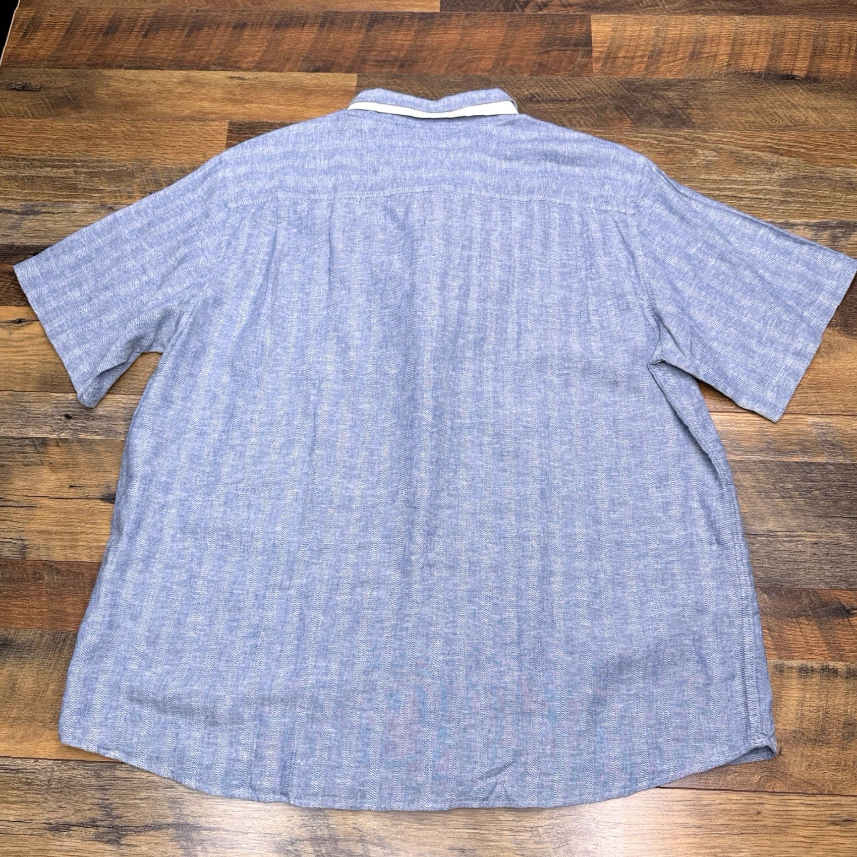Weatherproof Weatherproof Shirt Mens XXL Blue Striped Linen Button-Up Short Sleeve Casual Size US XXL / EU 58 / 5 - 2 Thumbnail