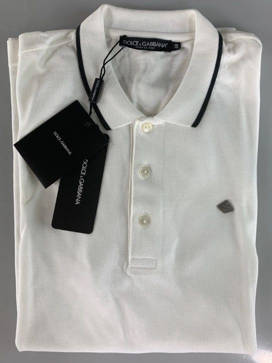 Dolce & Gabbana Dolce & Gabbana 🇮🇹 White Metal Logo Resort Polo Shirt S NWT Size US M / EU 48-50 / 2 - 6 Thumbnail