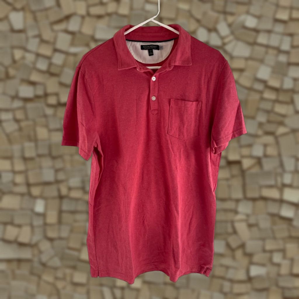 Banana Republic Banana Republic Polo Shirt Men's L Pink Short Sleeve 1/4 Button Up Cotton Spandex Golf Bre thable Size US L / EU 52-54 / 3 - 1 Thumbnail