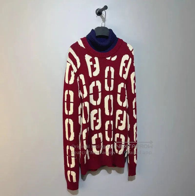 Fendi Fendi Red Wool Men's Knit Sweater . Size US M / EU 48-50 / 2 - 3 Thumbnail