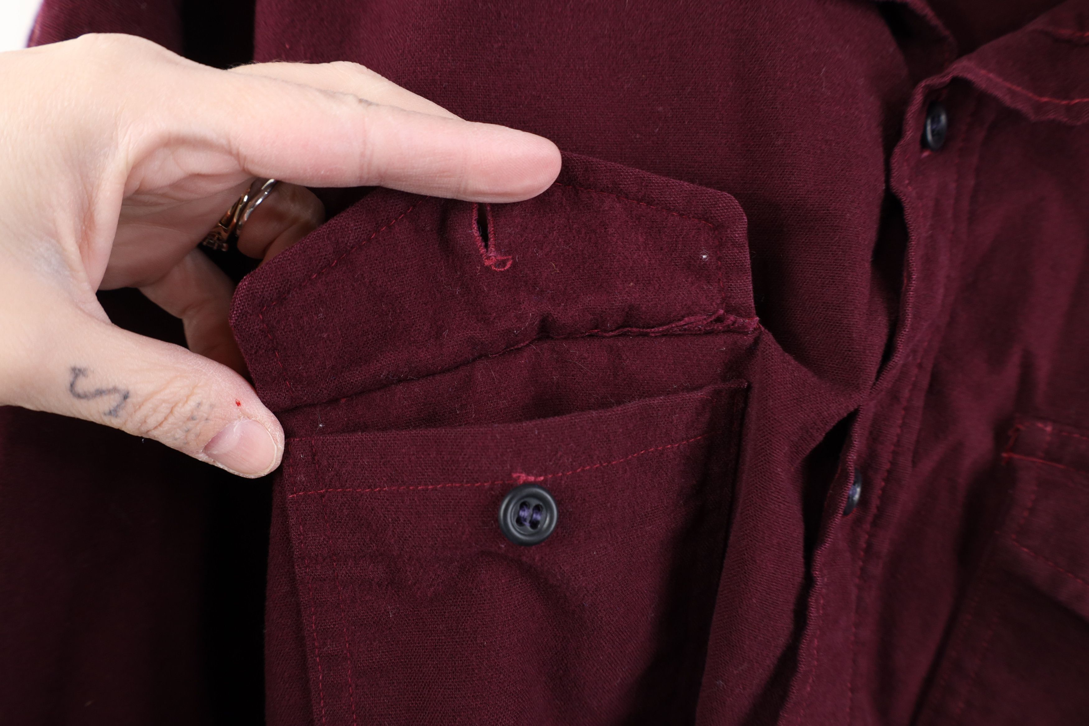 Vintage Vintage 70s Streetwear Chamois Cloth Button Shirt Maroon USA Size US XXL / EU 58 / 5 - 4 Thumbnail
