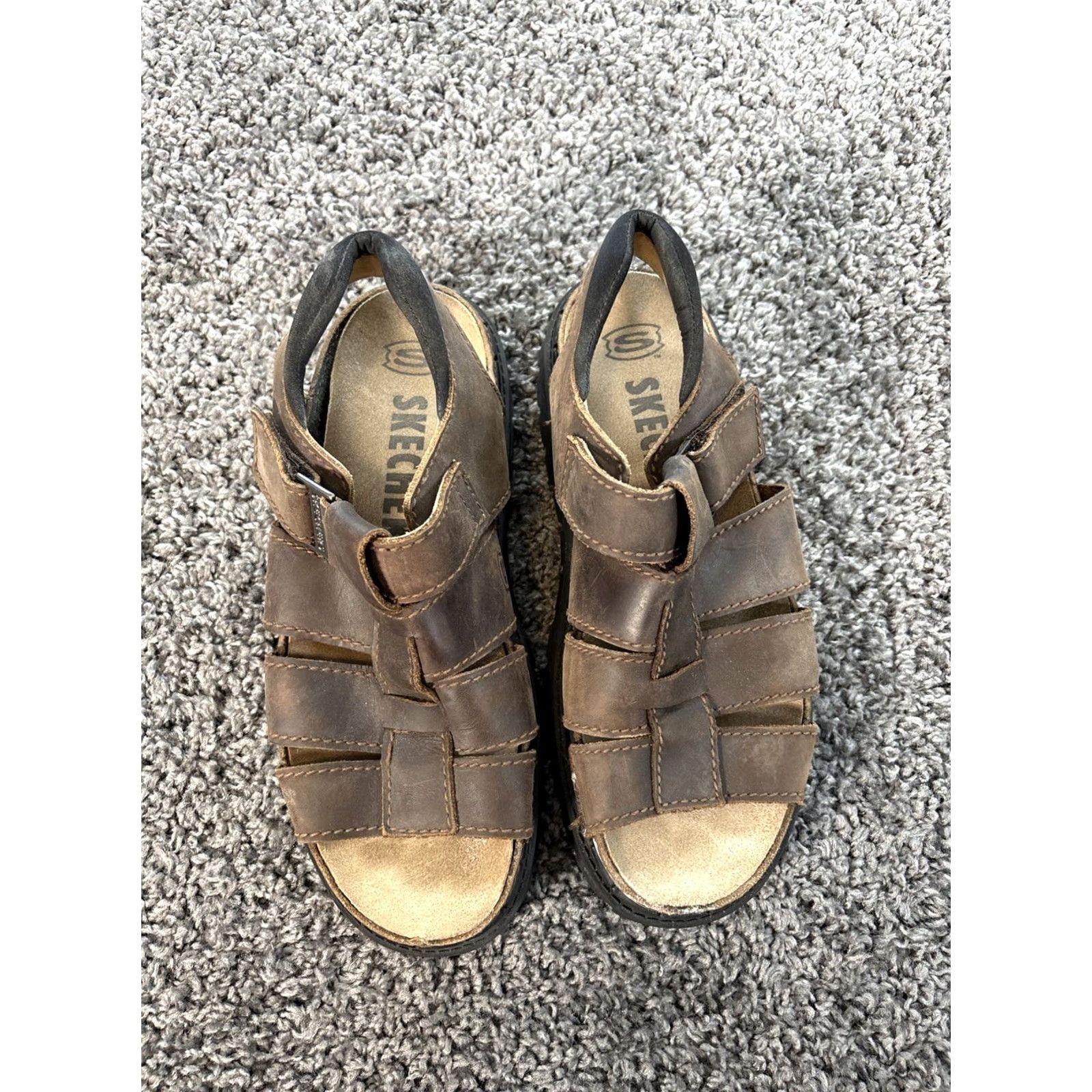 SKECHERS Skechers Sandals Mens 11 Leather Brown Fisherman Y2K Platform Slide Shoes Size ONE SIZE - 2 Thumbnail