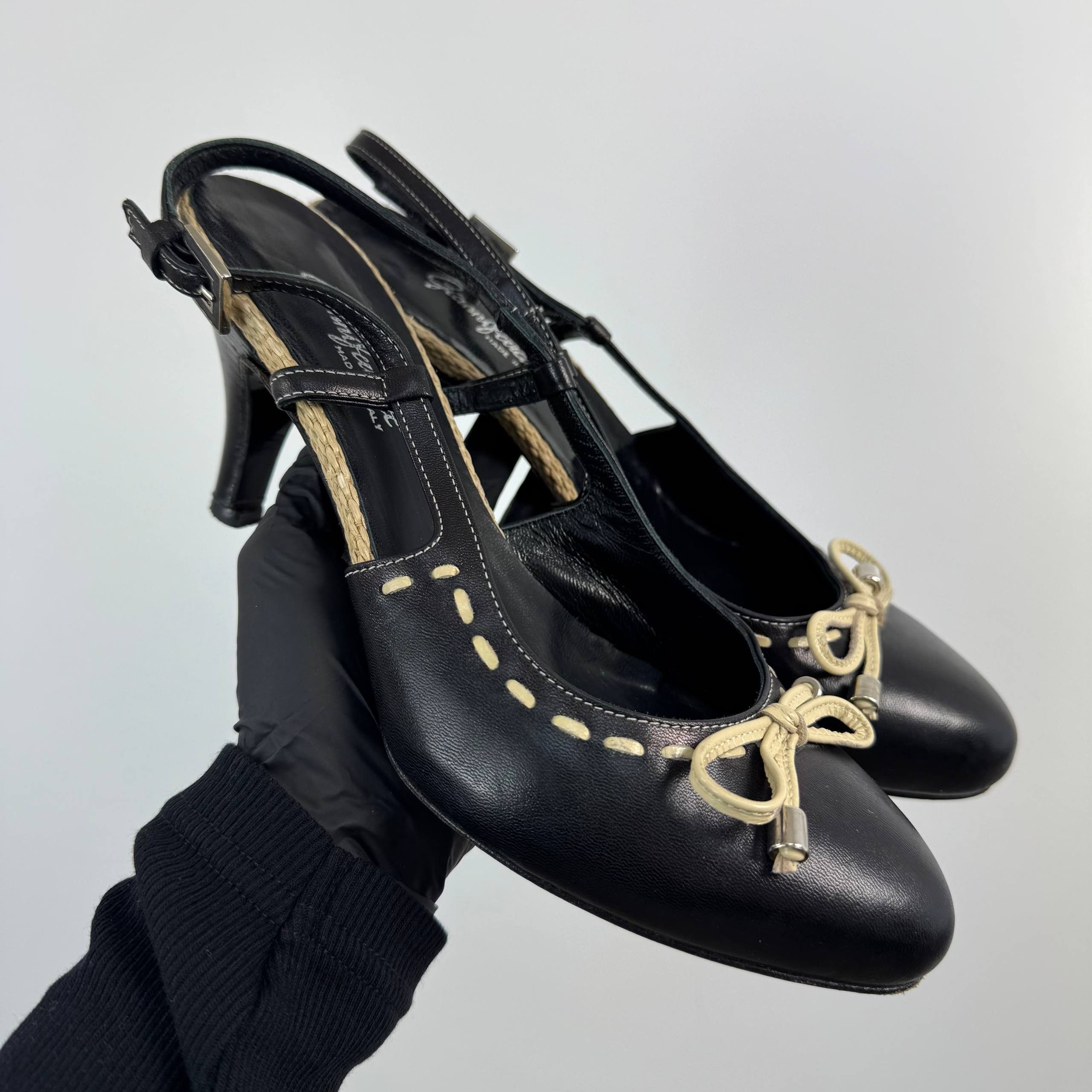 Other Gianni Ferrante Leather Slingback Heels Black EU 39 Womens Size US 9 / IT 39 - 1 Thumbnail