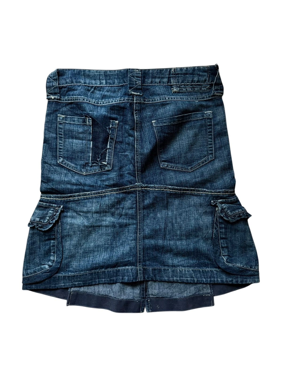 Marithe + Francois Girbaud VNTG M+Fg Y2K Distressed Ripped Pocket Grunge Cargo Skirt Size 27" / US 4 / IT 40 - 9 Thumbnail