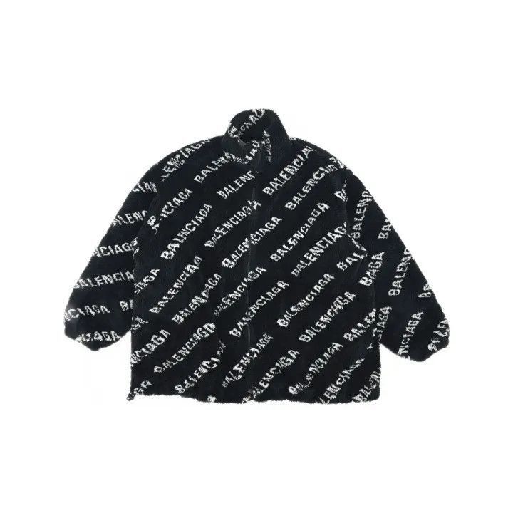 Balenciaga Black Faux Fur Oversized Zip Jacket