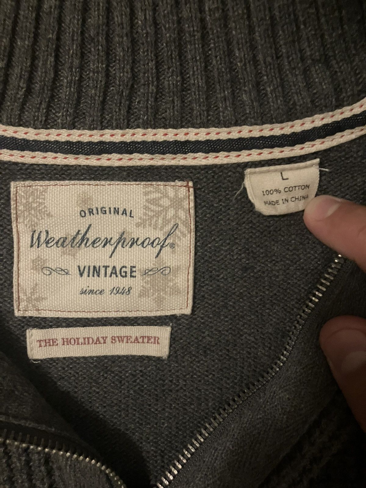 Other Weatherproof Grey Cotton Quarter Zip Sweater L Size US L / EU 52-54 / 3 - 4 Thumbnail