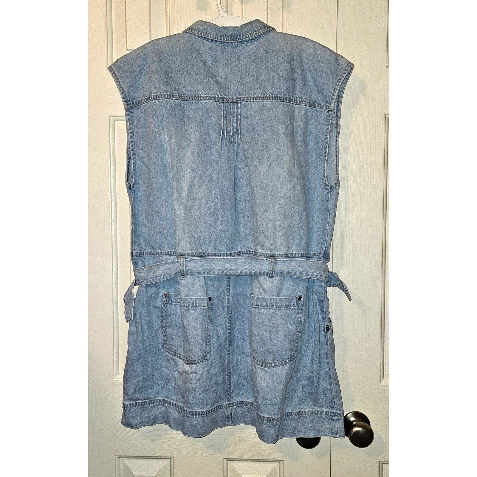 Free People New FREE PEOPLE Rowley Denim Mini Dress $168 LARGE Blue Size L / US 10 / IT 46 - 6 Thumbnail