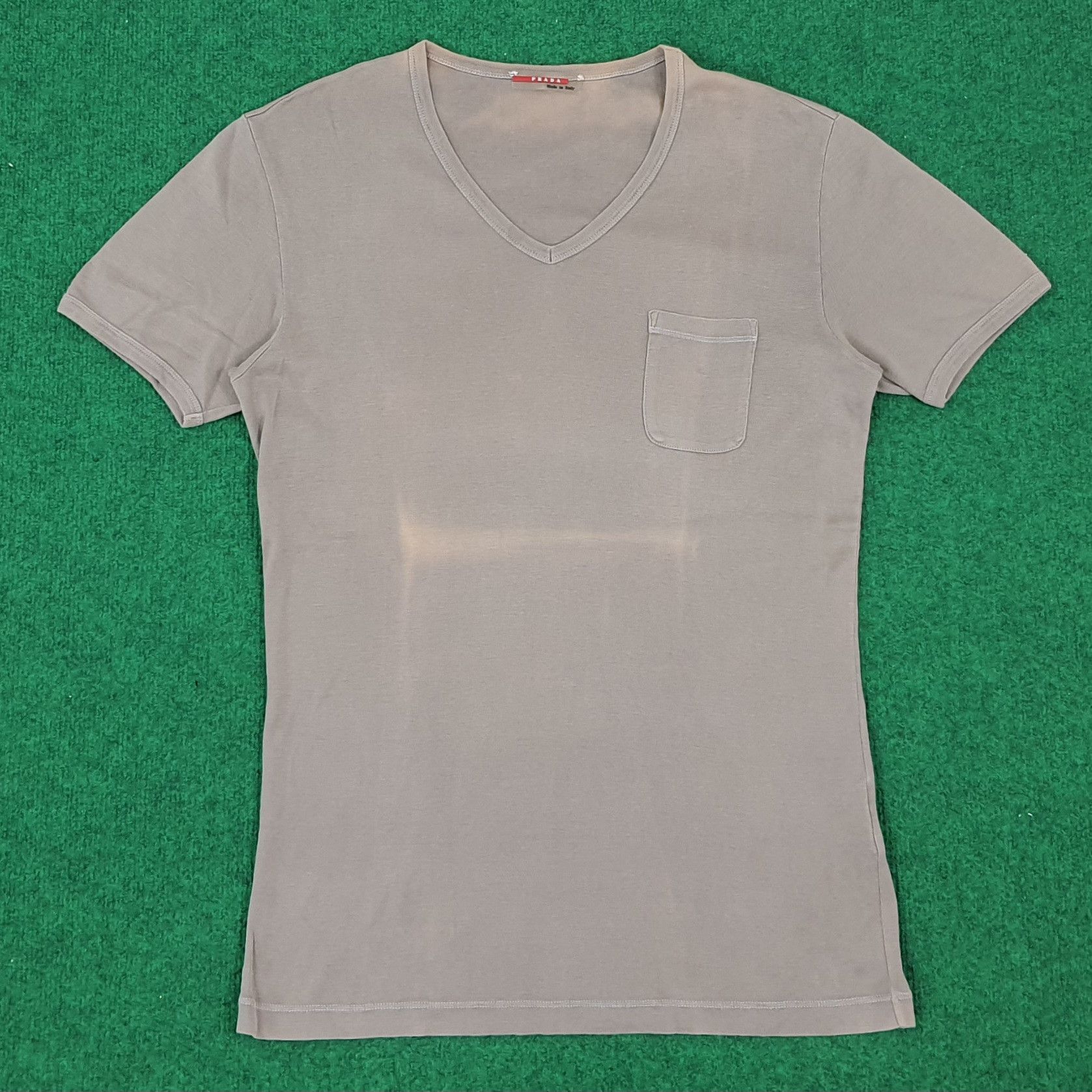Prada Vintage Prada Plain Italian Designer V Nack Tshirt Size S / US 4 / IT 40 - 1 Thumbnail