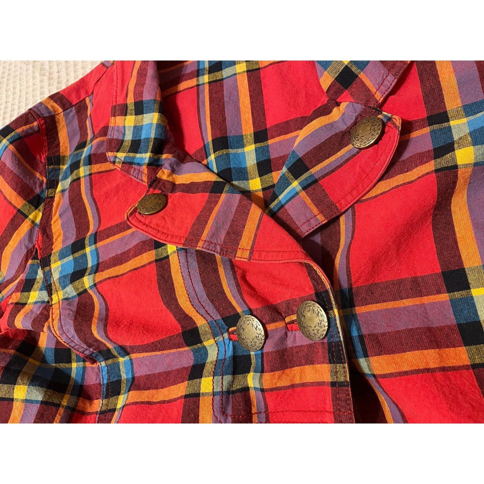 Other Caslon Multicolor Red Plaid Button Up Jacket Coat 20W Size 3XL / US 20-22 - 7 Thumbnail