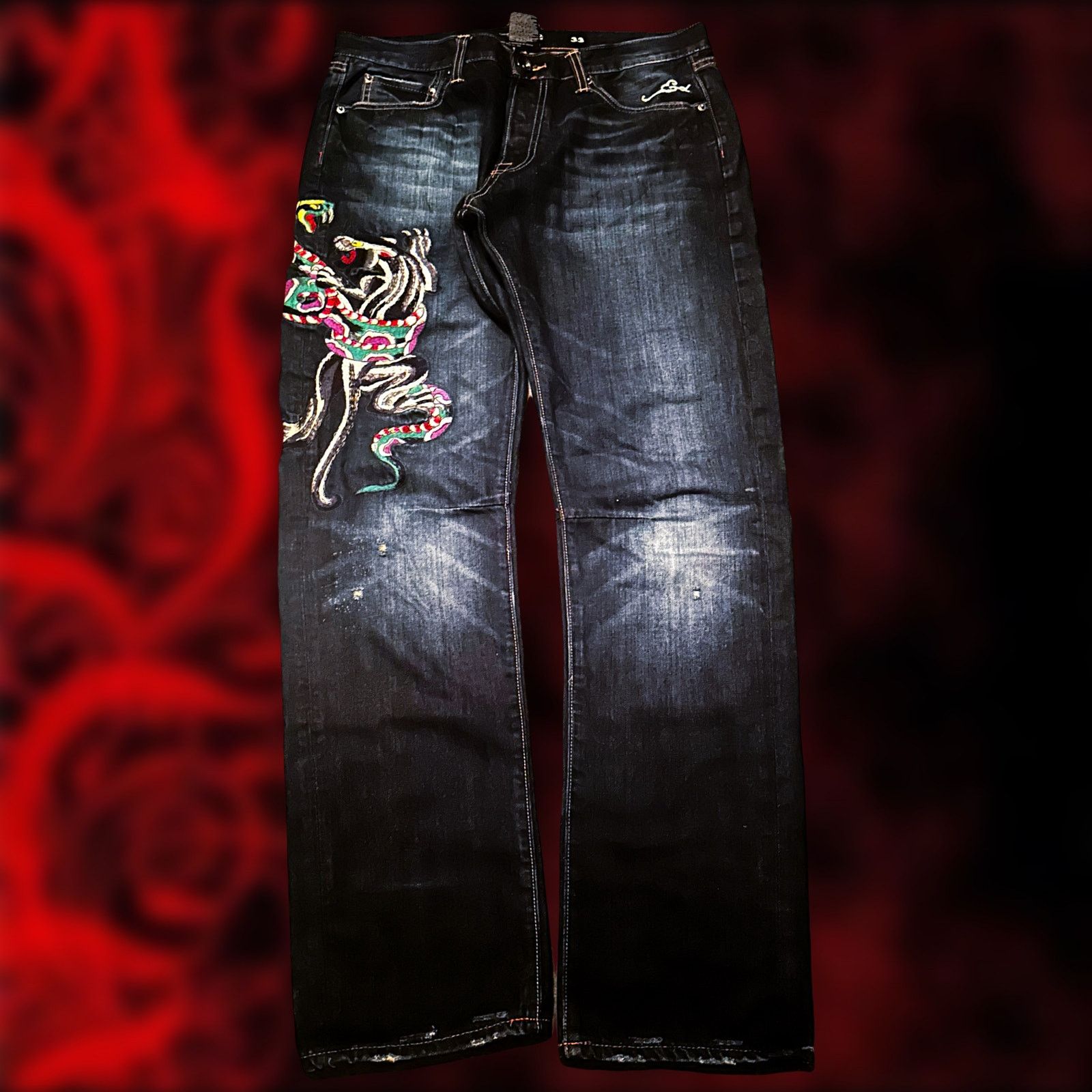 Ed Hardy ed hardy christian audigier embroidered tiger spell out Size US 33 - 2 Thumbnail