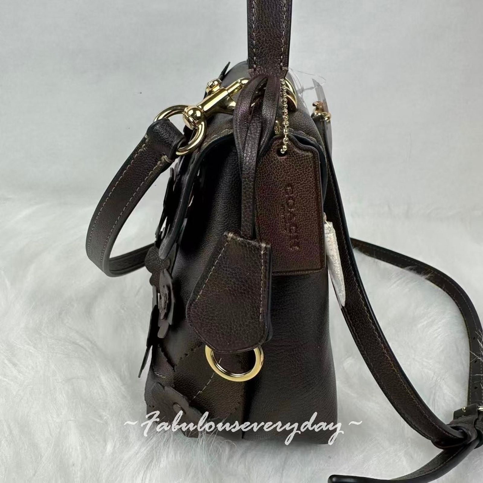 Coach Coach Emory Top Handle Floral Applique In leather/Gold/Maple Size ONE SIZE - 6 Thumbnail