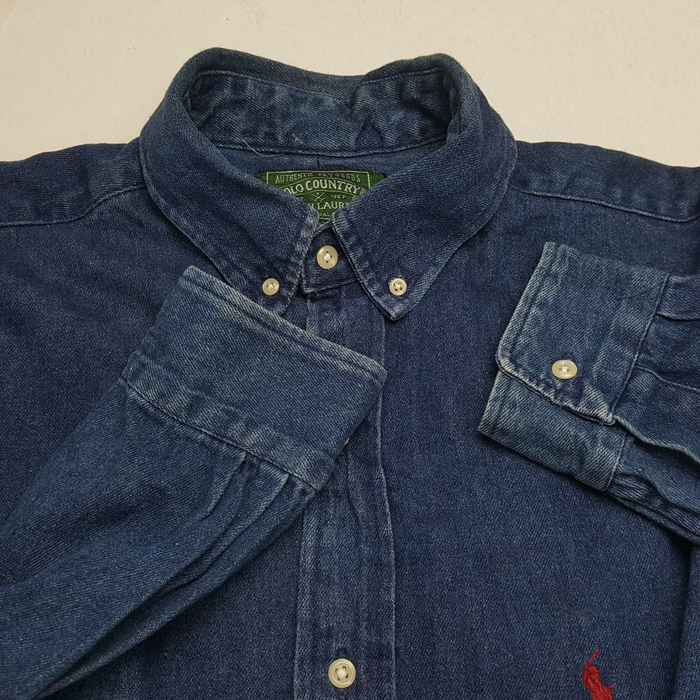 Polo Ralph Lauren × Vintage POLO RALPH LAUREN Fashion Brand Small Design Denim Shirt Size US M / EU 48-50 / 2 - 7 Thumbnail