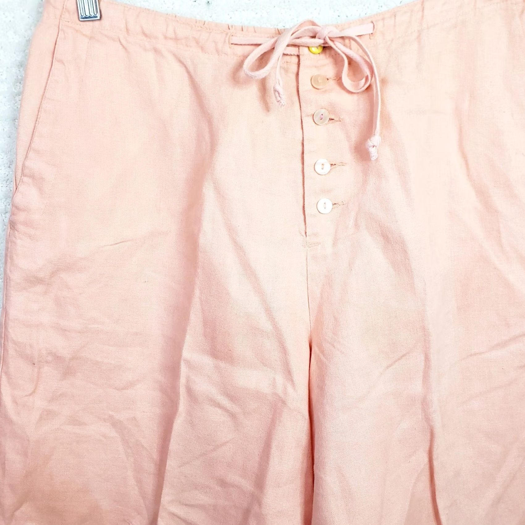 Pinko Chadwicks Of Boston Women's Bermuda Shorts 14 100% Linen Pink Drawstring, Regular, Pink, Women Size 36" / US 14 / IT 50 - 2 Thumbnail