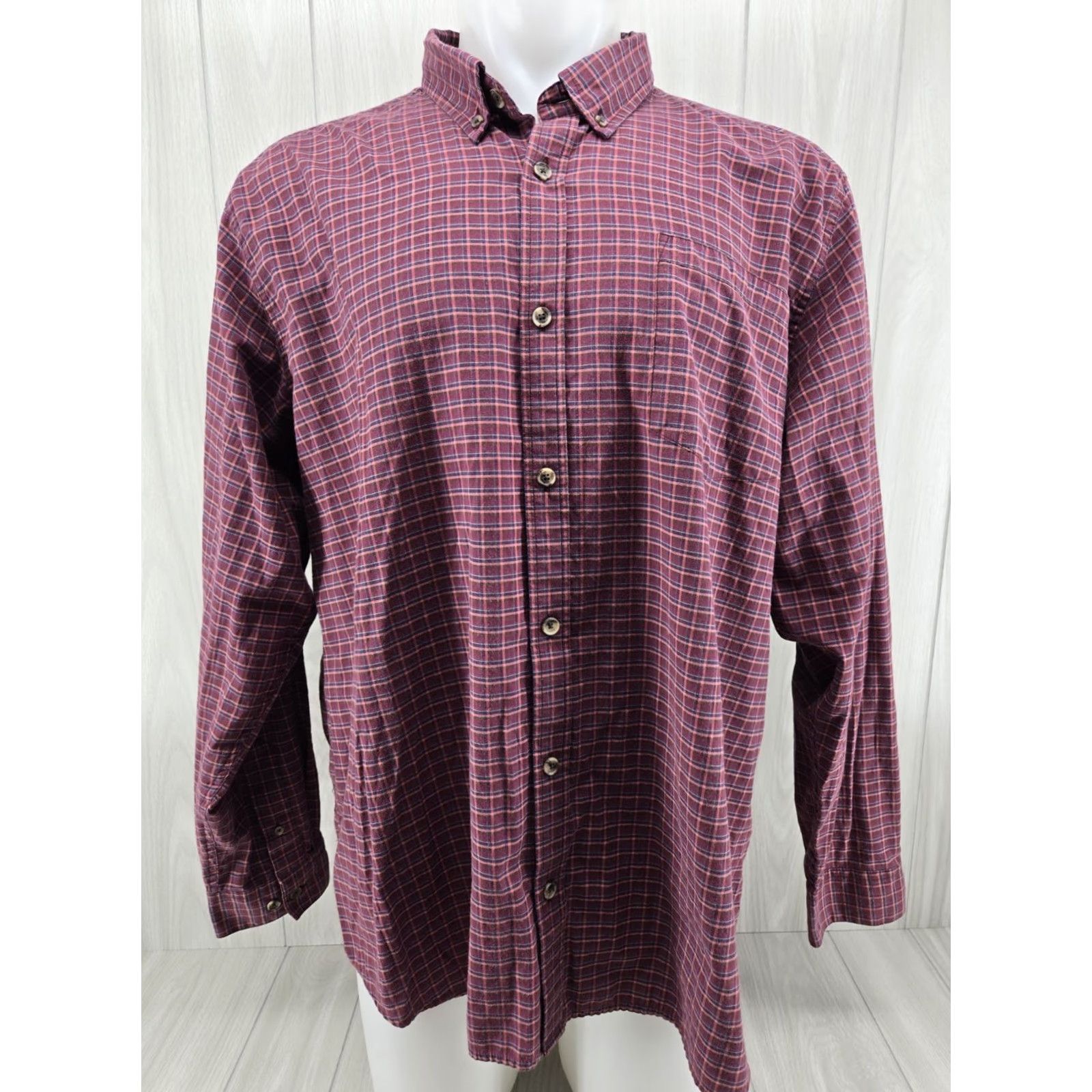 Mountain Khakis VINTAGE Mountain Khakis Long Sleeve Button Down Shirt Mens 2XL Maroon Plaid Check Flannel Button-Up Size US XXL / EU 58 / 5 - 2 Thumbnail