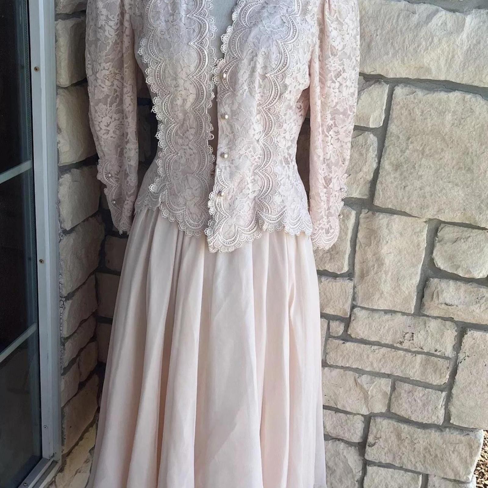 Other Pink lace peplum top and skirt set vintage dress #fairycore Size S / US 4 / IT 40 - 1 Thumbnail