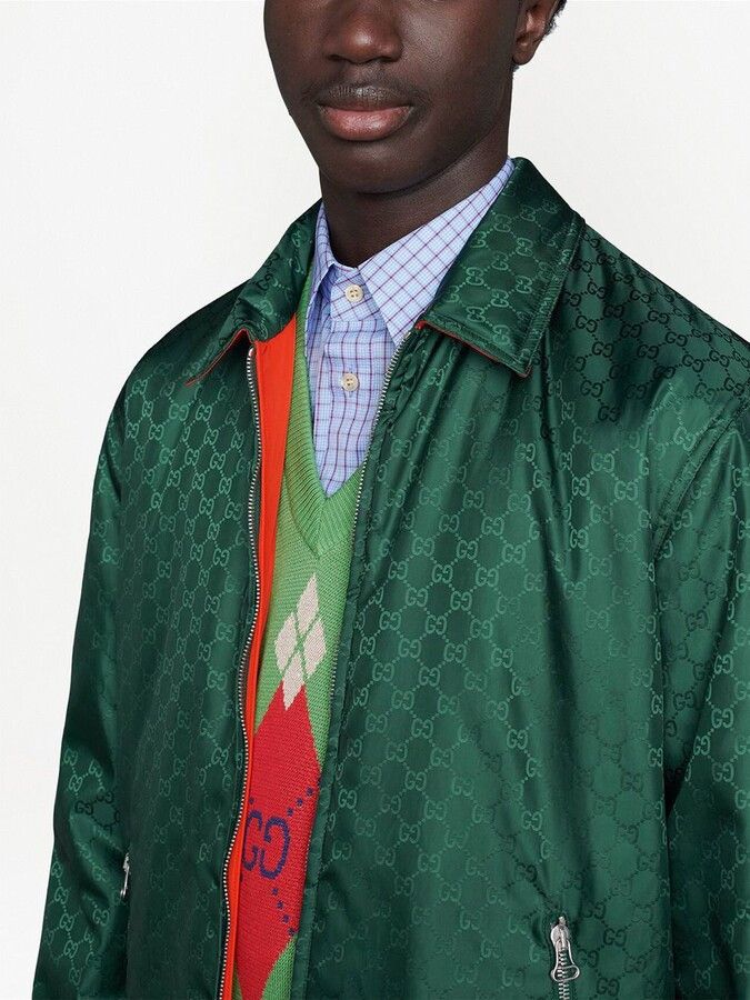 Gucci oc11z1025 Monogram-Pattern Zip-Fastening Jacket in Green Size US S / EU 44-46 / 1 - 5 Thumbnail