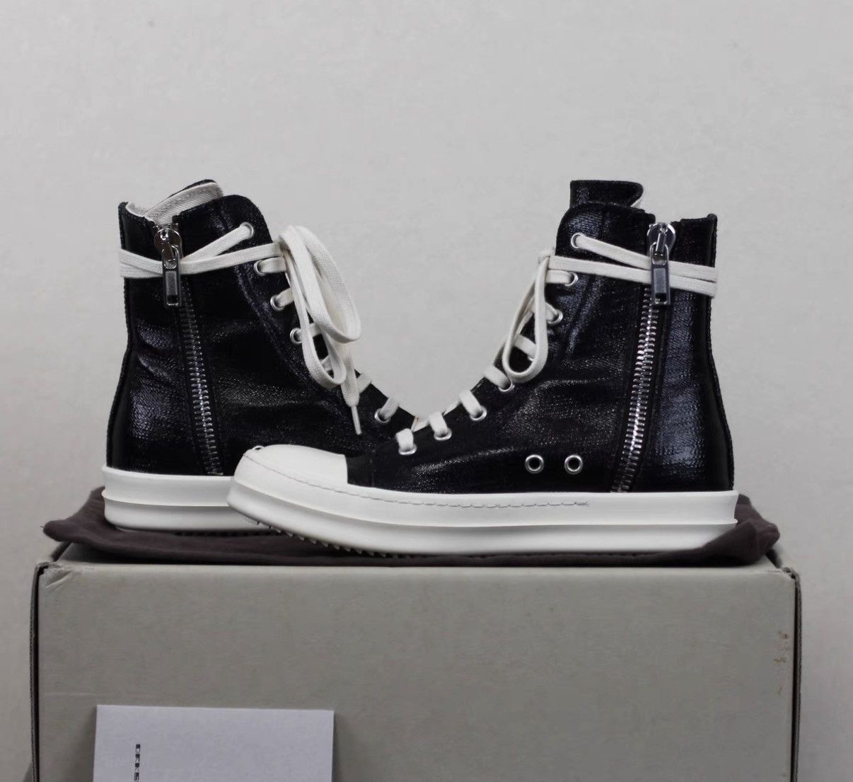 Rick Owens Rick Owens DRKSHDW New Waxed Finish High-Top Sneakers Size US 6 / IT 36 - 5 Thumbnail