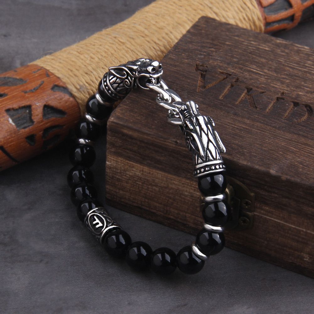 Other Goth Dragon Head Viking Rune Bracelet Size ONE SIZE - 4 Thumbnail