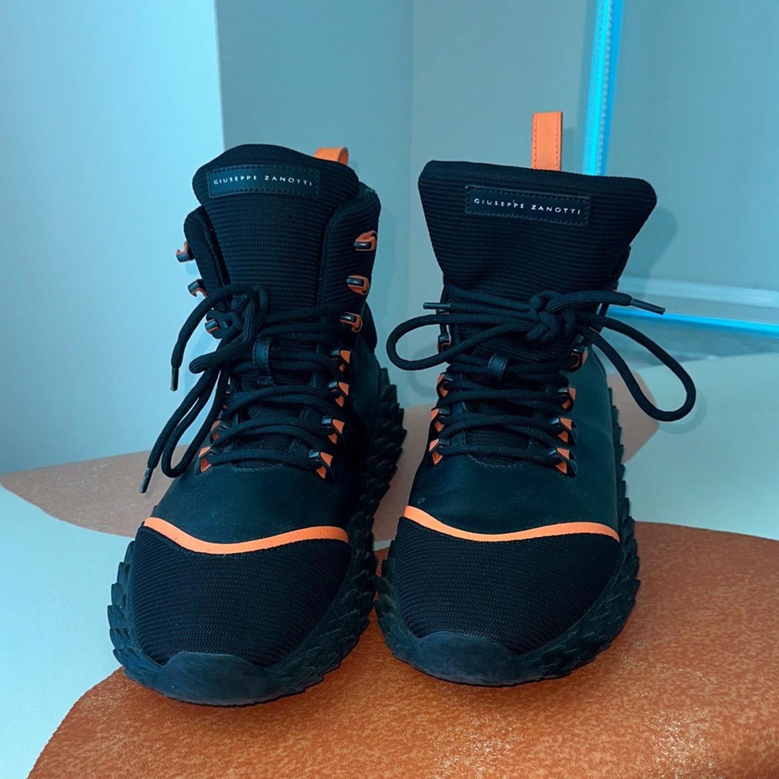 Giuseppe Zanotti Giuseppe Zanotti Black and Orange High Tops Size US 10 / EU 43 - 1 Thumbnail
