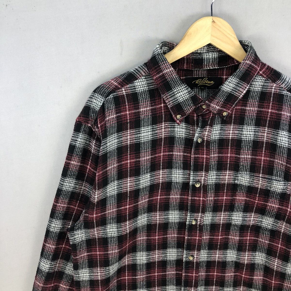 Japanese Brand Robinson Single Pocket 3 Fabric Plaid Checker Flannel Size US L / EU 52-54 / 3 - 2 Thumbnail