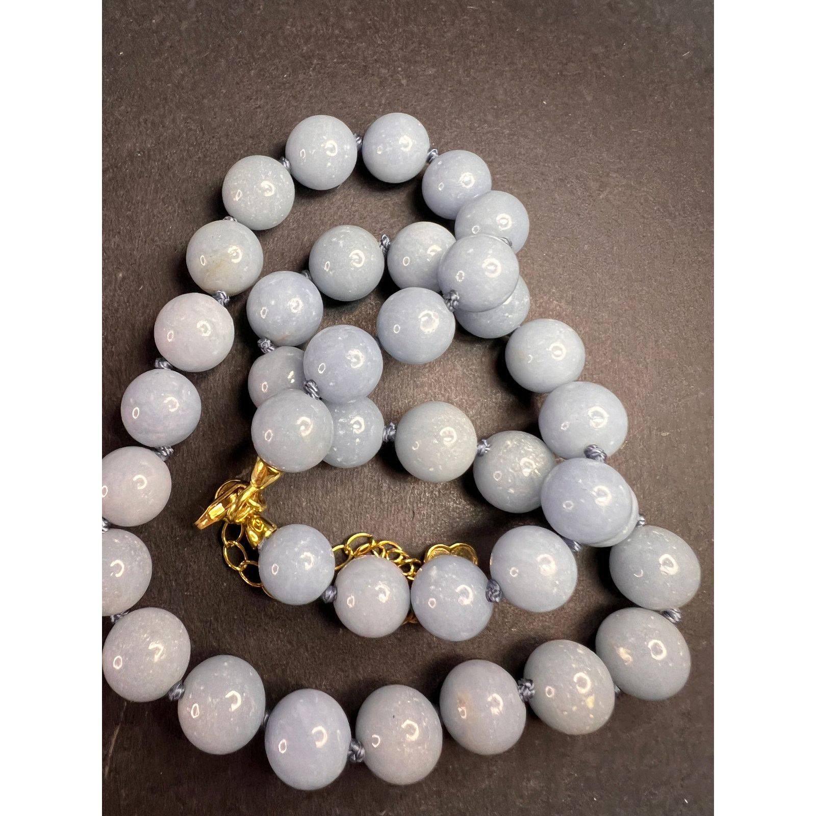 Other NEW Angelite beaded necklace with vermeil yellow gold clasp Size ONE SIZE - 7 Thumbnail